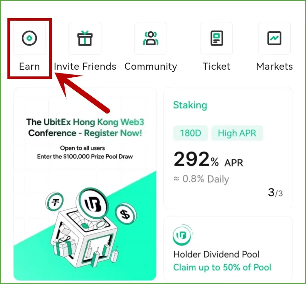 Ubitex exchange staking