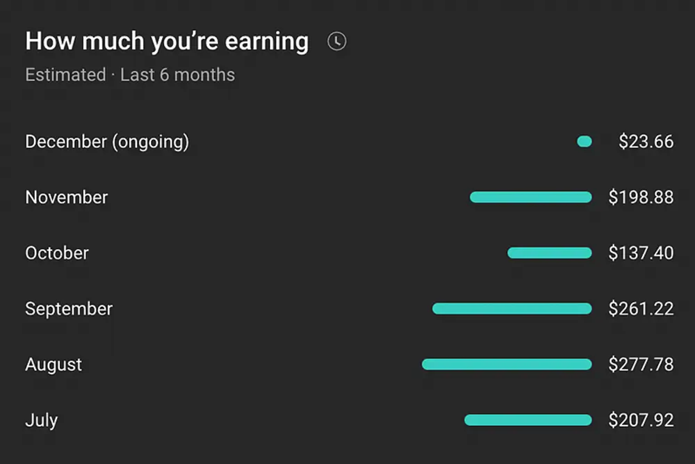 Youtuber 6 Months Earnings