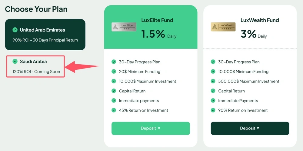 Luxestate invest plans